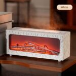 3D Flame Effect Aroma Diffuser Humidifier – Remote Controlled Desktop Electric Fireplace with Essential Oil Function